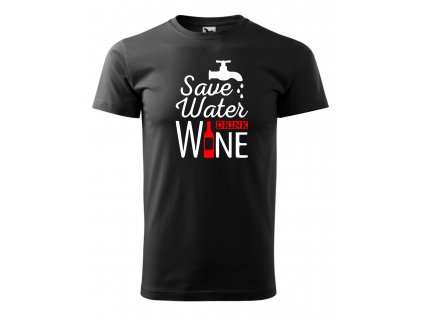 save water drink wine černé