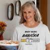 mockup of a woman wearing a t shirt and holding a pie at thanksgiving 29942 Cropped