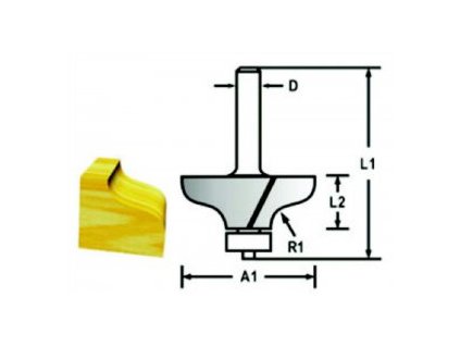 Makita D-48773 Profilová fréza s ložiskem stopka 8 mm,31,8x12,7x56 mm STOP
