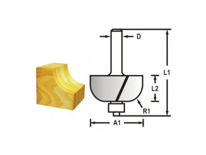 Makita D-48620 Žlábkovací fréza s ložiskem stopka 8 mm,28,6x12,7x56 mm STOP
