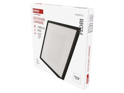 LED přisazené svítidlo FLORI čtvercové, černé, 18W, neutrální bílá