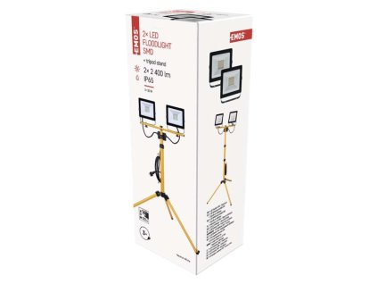 LED reflektor HOBBY SLIM, 2× 30W + trojnožka, žlutý, neutrální bílá