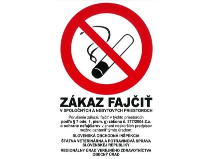SK - Zákaz fajčiť v spoločných a nebytových priestoroch 140x90mm - samolepka