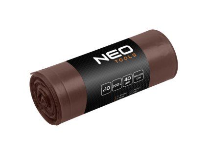 pytle na odpad 200 l, hnědé s páskou, 40mic, 10ks NEO tools