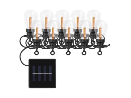 LED řetěz se solárním panelem – 10x párty žárovky, 5 m, venkovní i vnitřní, vintage