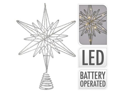 špička na stromek 20LED HVĚZDA 33cm STŘ