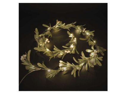 LED vánoční girlanda - jmelí, 1,5 m, 3x AA, vnitřní, teplá bílá, časovač