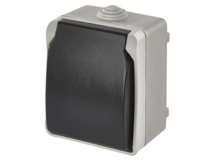 Zásuvka SCHUKO nástěnná, šedo-černá, IP44