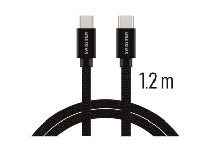 SWISSTEN kabel USB-C USB-C textilní 1,2m 3A černá