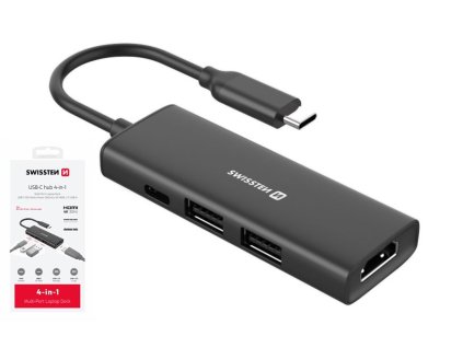 SWISSTEN USB-C HUB 4v1 USB-C 100W, HDMI 4K, 2x USB-A