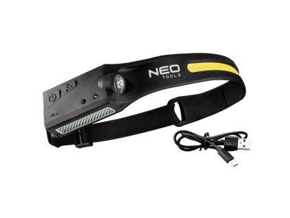 svítilna čelovka 350lm, sensor pohybu(zap.vyp.) NEO tools