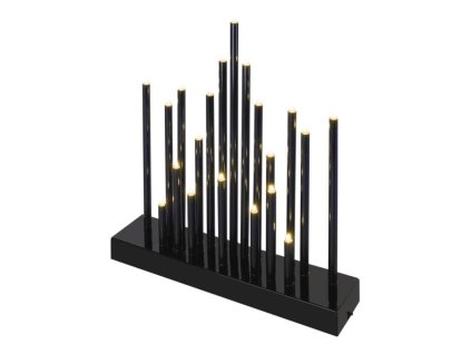 LED svícen černý, 27,5 cm, 3x AA, vnitřní, teplá bílá, časovač