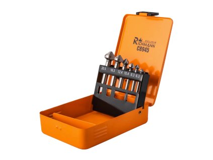 RICHMANN Sada kuželových a odhrotovacích záhlubníků HSS, 6 dílů | 6,3-20,5 mm, kovový obal