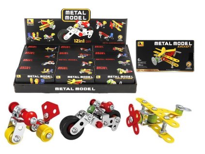 Teddies stavebnice konstrukční sada METAL MODEL kov 12typů (29-49dílků)