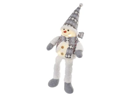 LED vánoční sněhulák sedící, 31 cm, 3x AA, vnitřní, teplá bílá