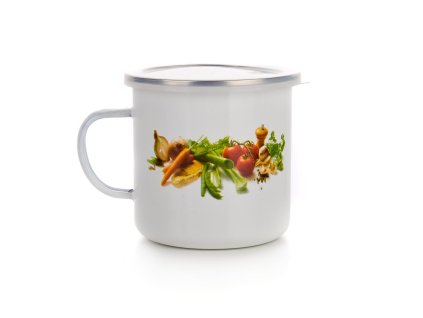 hrnek smalt pr.11cm 0,7l ZELENINA + PH víčko