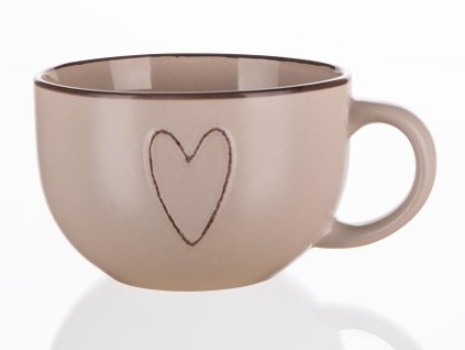 hrnek JUMBO 730ml HEART BÉŽ keramický
