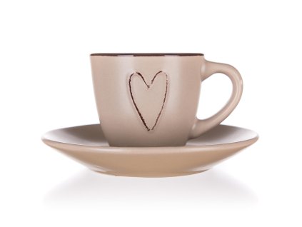 šálek + podšálek  80ml HEART BÉŽ keramický