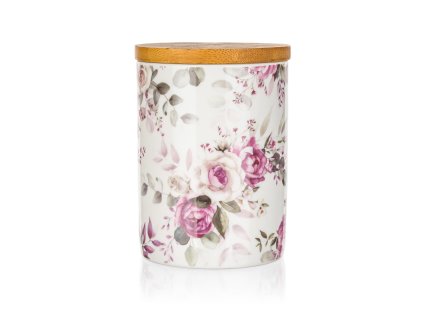 dóza pr.10x13cm ROSE keramická s víkem dřev.