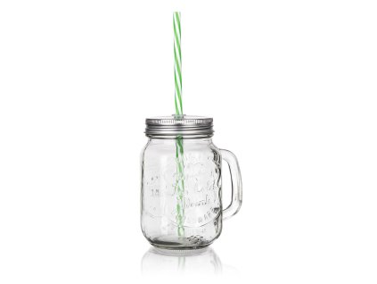 hrnek 450ml MADEIRA, s víčkem a brčkem, sklo/kov/PH