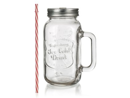 hrnek 700ml MADEIRA, s víčkem a brčkem, sklo/kov/PH