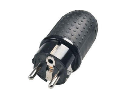 Zástrčka gumová do vlhka, přímá, IP44, černá