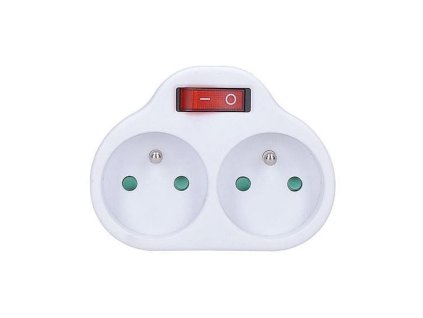 Rozbočka 2x10A, bílá, vypínač