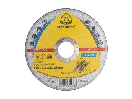 KLINGSPOR Kotouč řezný A 100 | 115x1,6x22,2 mm