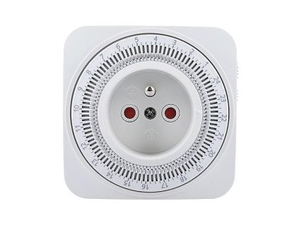 Časový spínač mechanický, denní 24h., interval 15min, vypínač, čtvercový