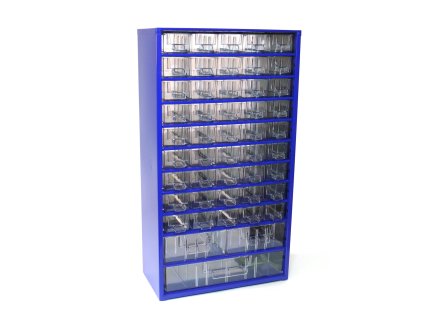 skříňka 3 velikosti 45 mal.,2 stř.,1 vel.zásuvka 30,5x55x15,5cm kov.MO