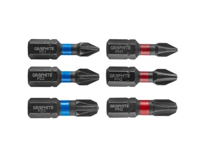 bit úderový sada PH1/2/3; PZ1/2/3 x 25 mm, 3 ks Graphite
