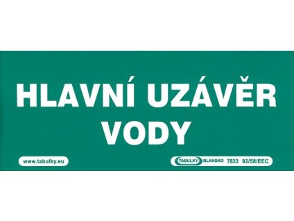 Hlavní uzávěr vody 210x87mm - samolepka