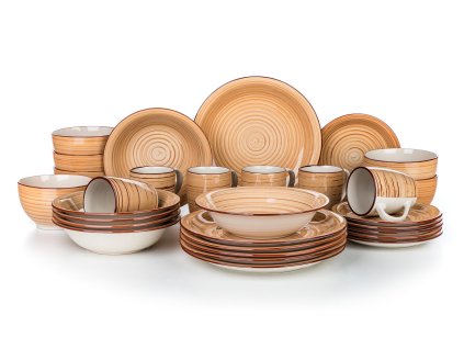 sada jídelní SPIRAL BROWN 30díl. keramická