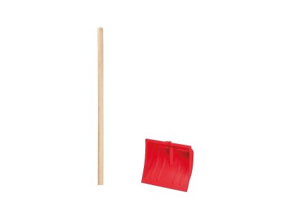 Dětské hrablo na sníh BOBO červená, 25x88cm, dřevěná násada - ROZLOŽENÉ