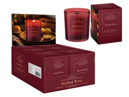 Bartek svíčka vosková ve skle  240g svařené víno s dřevěným knotem 0156