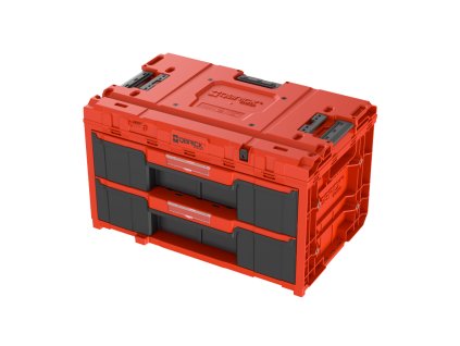 QBRICK Box plastový s organizérem plastový QBRICK ONE 2.0 DRAWER 2 TOOLBOX RED Ultra HD Custom, 2 zásuvky | 587x380x340 mm