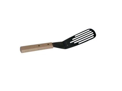 obracečka s otvory 28cm nerez rukojeť dřev.