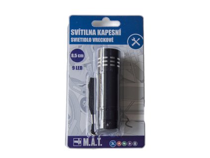 svítilna kapesní  8,5cm 9LED Al ČER