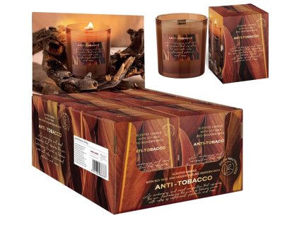 Bartek svíčka vosková ve skle  240g anti tabák s dřevěným knotem a sójovým voskem 0169