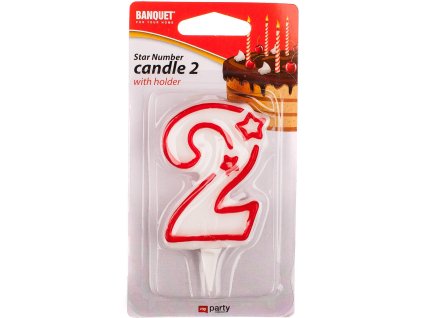 svíčka číslo 2, 7x4,5cm MY PARTY