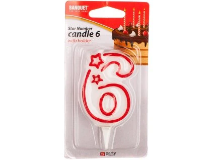 svíčka číslo 6, 7x4,5cm MY PARTY