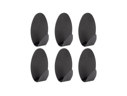 háček samolepicí ovál ocel ČER (6ks)