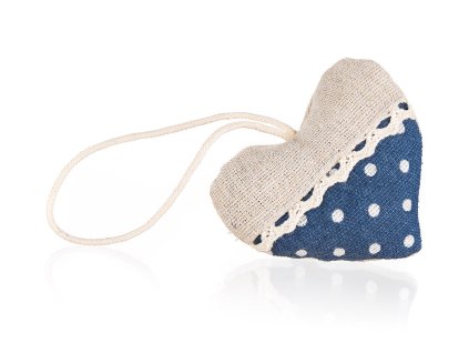 dekorace SRDCE 8x7cm bavlna MO s putníky