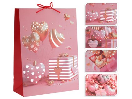 taška dárková 23x18x10cm SRDCE mix dekorů