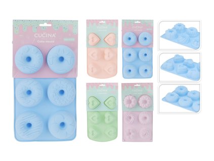 forma na pečení 6ks mix tvarů BÁBOVKA,DONUT,SRDCE silikon