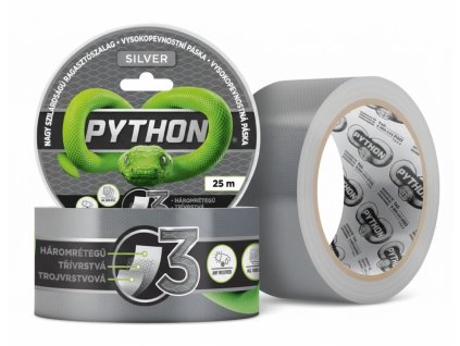 PYTHON - Vysokopevnostní páska - 25 M Stříbrná