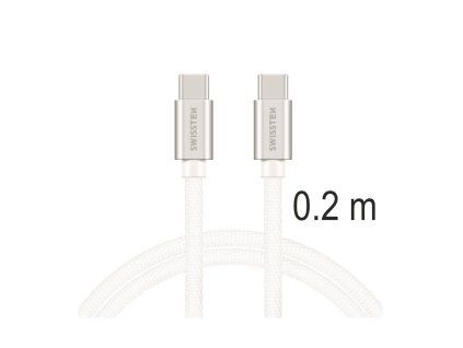 SWISSTEN kabel USB-C USB-C textilní 0,2m 3A stříbrná