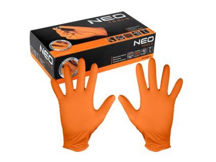 rukavice nitril vel.L perfor. oranž krabička 50ks NEO tools