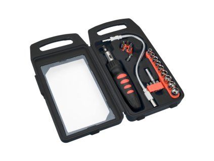 šroubovák ráčnový s bity a hlavicemi 22ks TopTools
