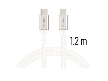 SWISSTEN kabel USB-C USB-C textilní 1,2m 3A stříbrná